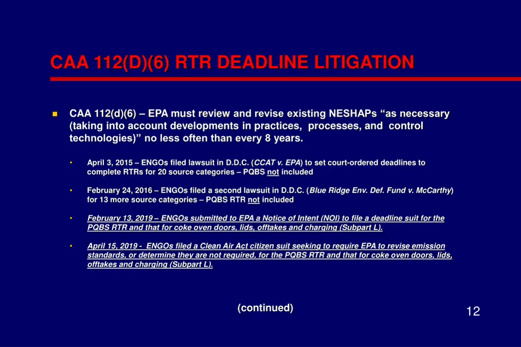 caa 112 d 6 rtr deadline litigation