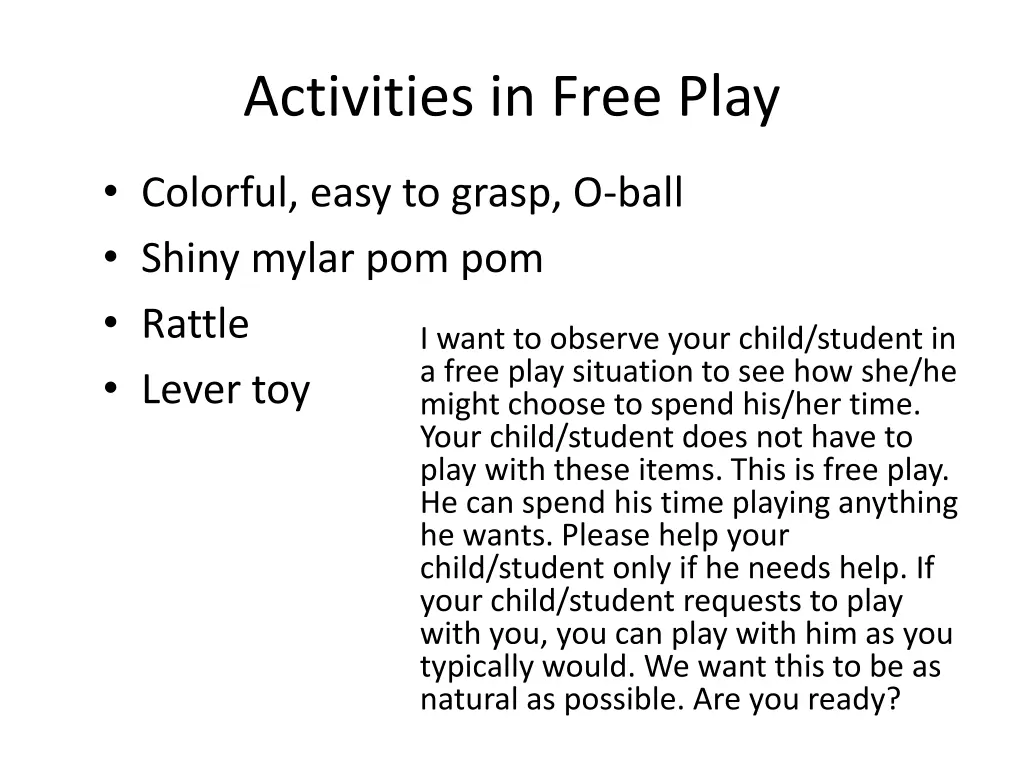 activities in free play