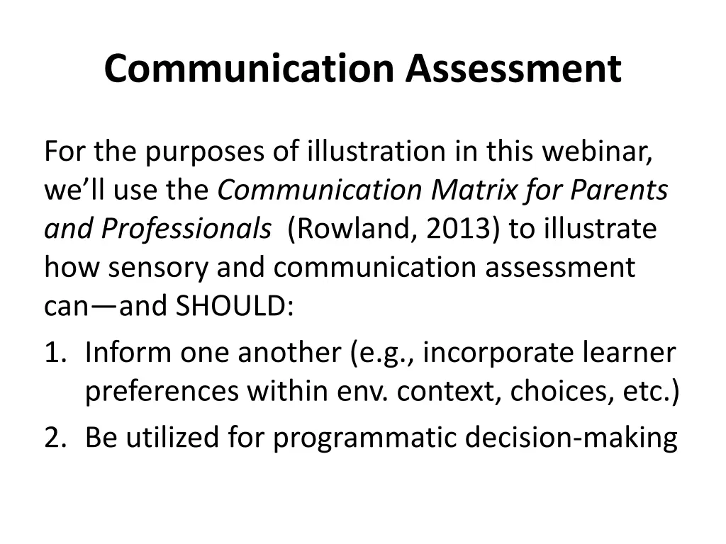 communication assessment