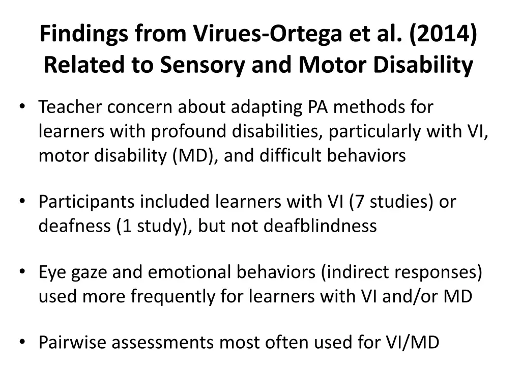 findings from virues ortega et al 2014 related