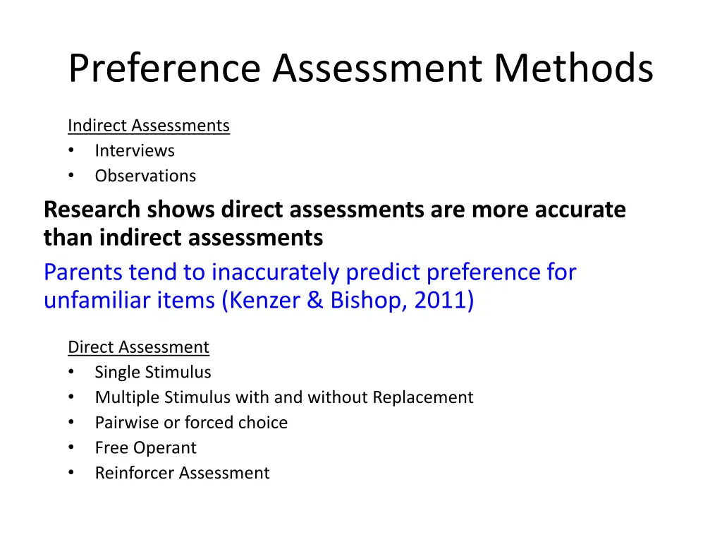 preference assessment methods