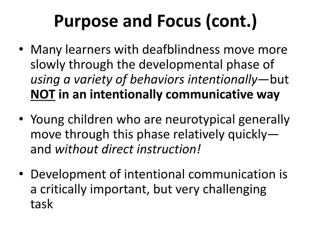 purpose and focus cont