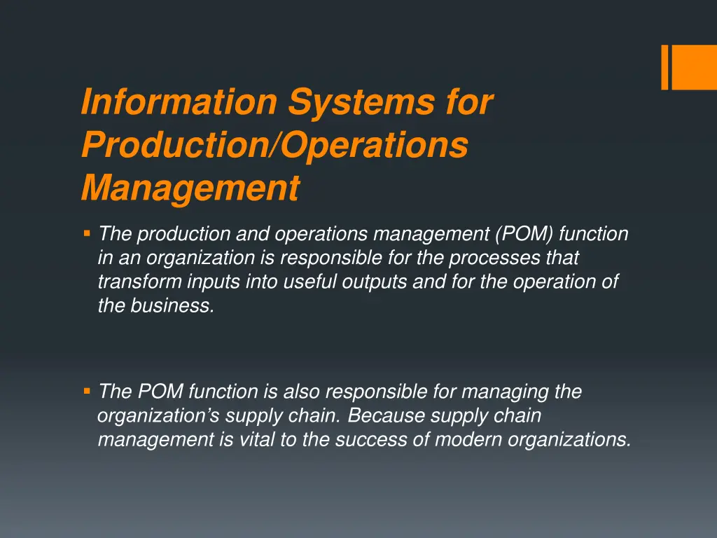 information systems for production operations