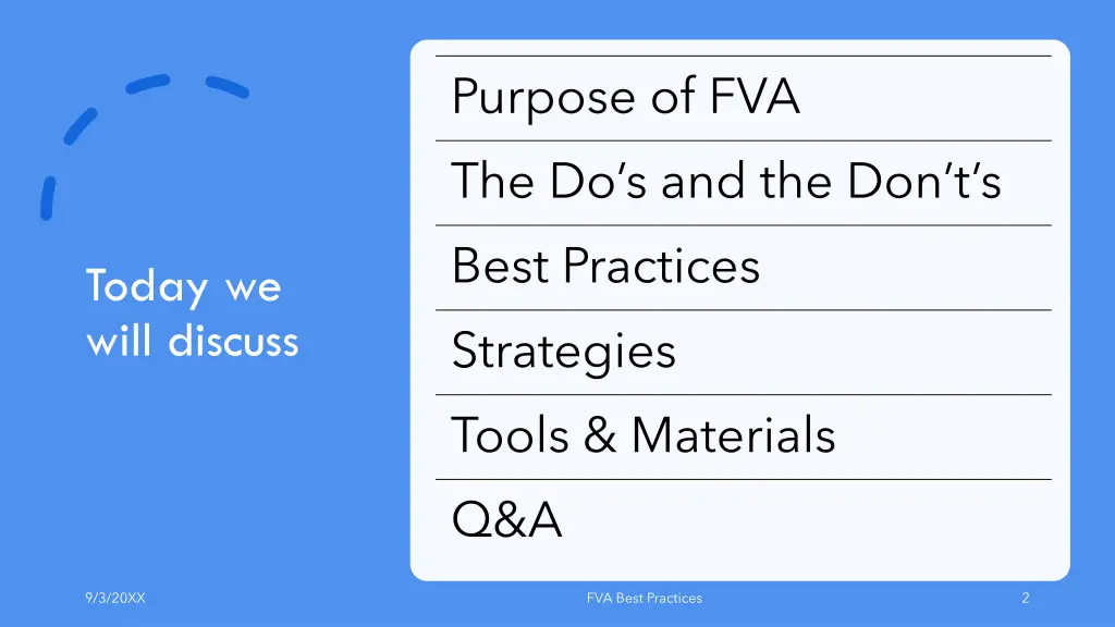 purpose of fva the do s and the don t s best