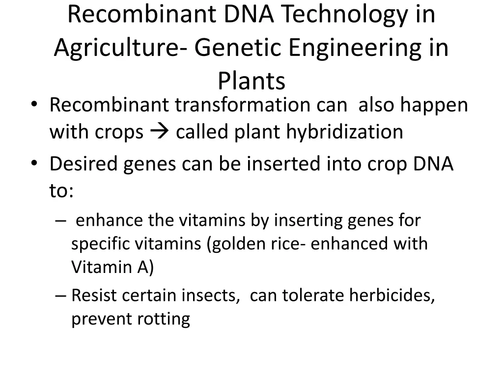 recombinant dna technology in agriculture genetic