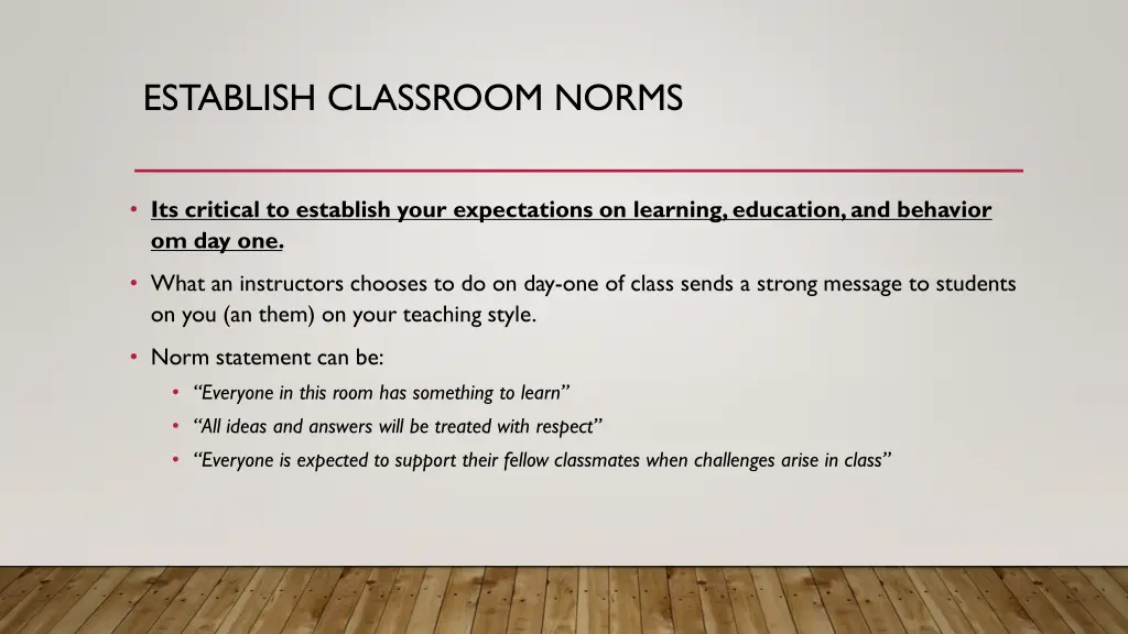 establish classroom norms