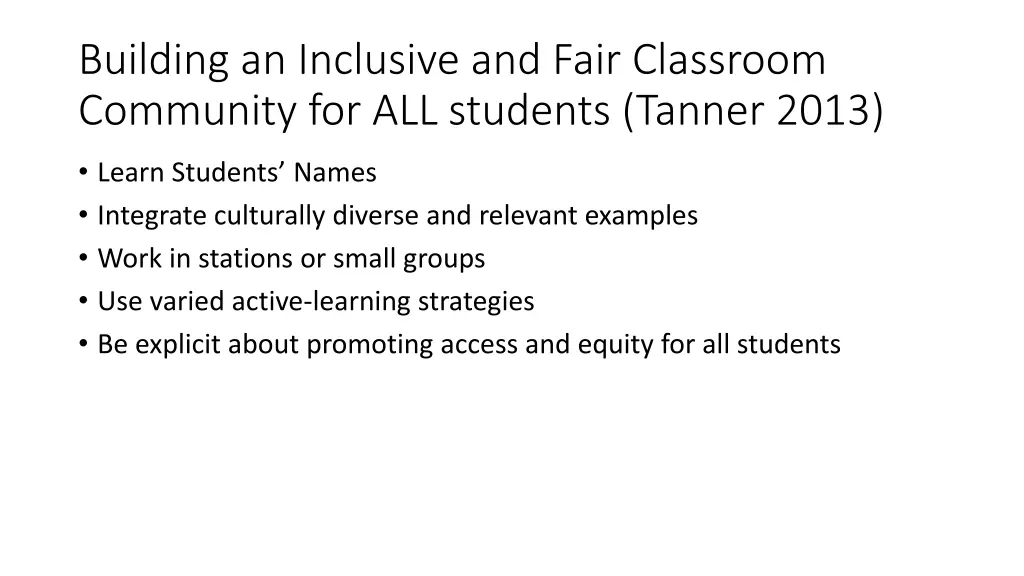 building an inclusive and fair classroom