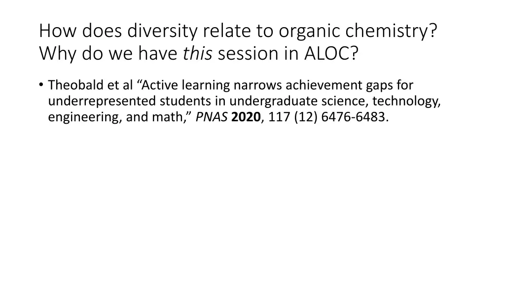 how does diversity relate to organic chemistry 1