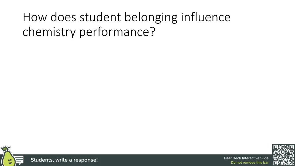 how does student belonging influence chemistry