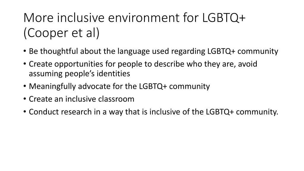 more inclusive environment for lgbtq cooper et al