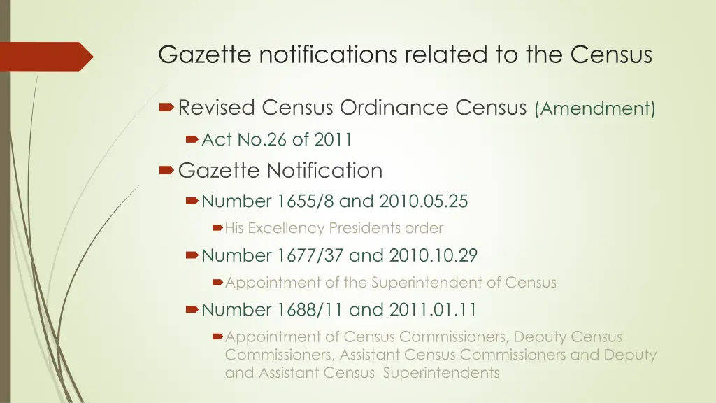 gazette notifications related to the census