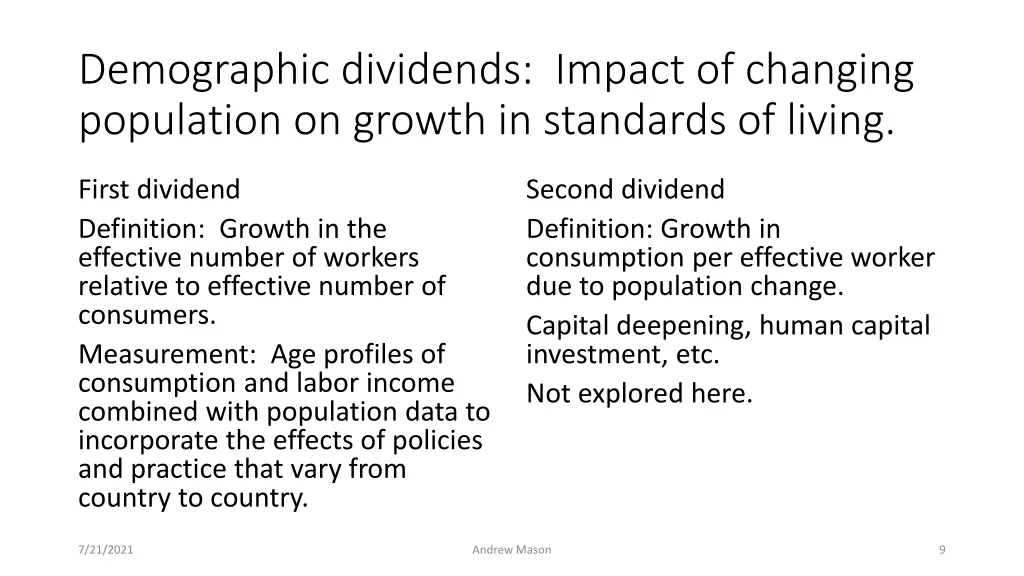 demographic dividends impact of changing