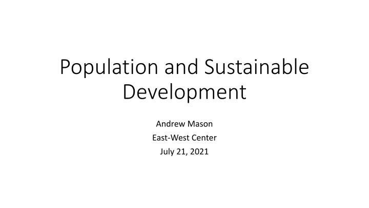 population and sustainable development