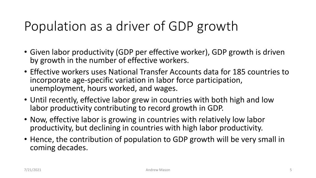 population as a driver of gdp growth