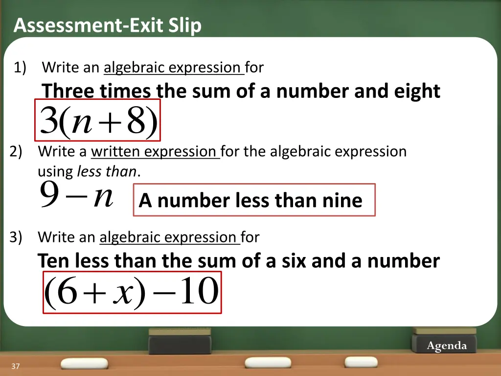 assessment exit slip