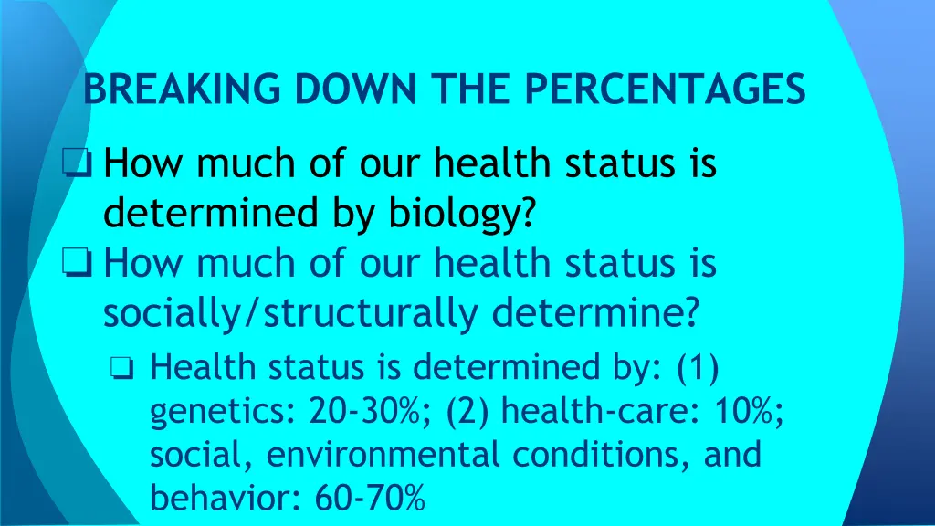 breaking down the percentages how much