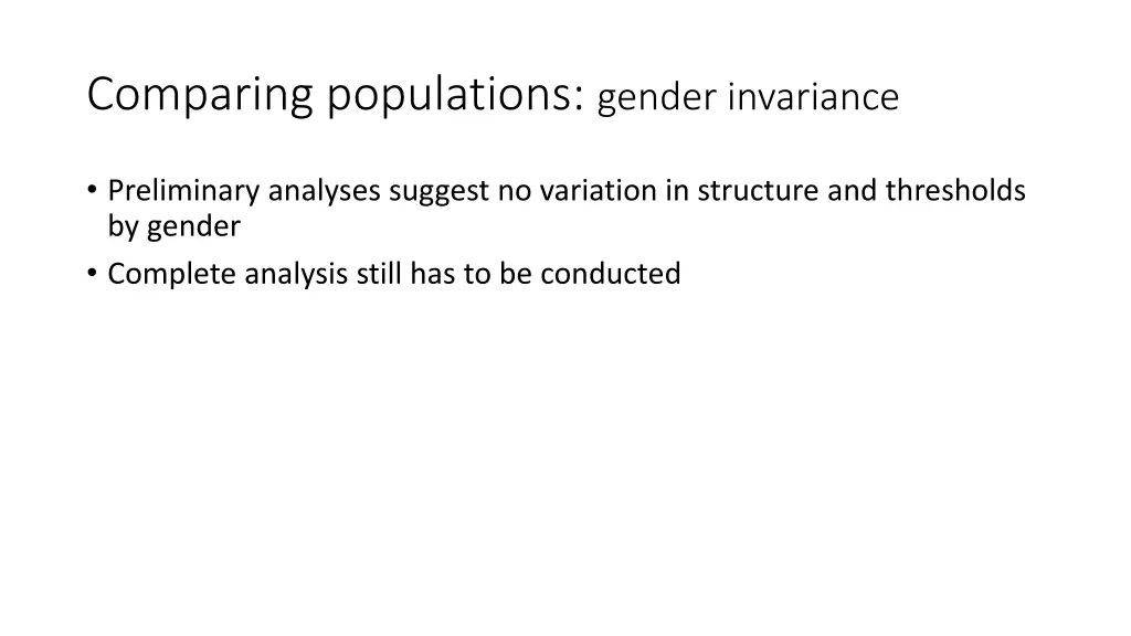 comparing populations gender invariance