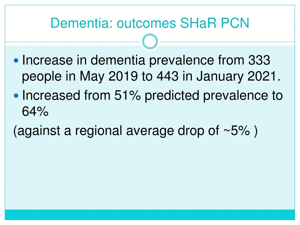 dementia outcomes shar pcn