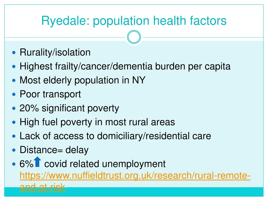 ryedale population health factors