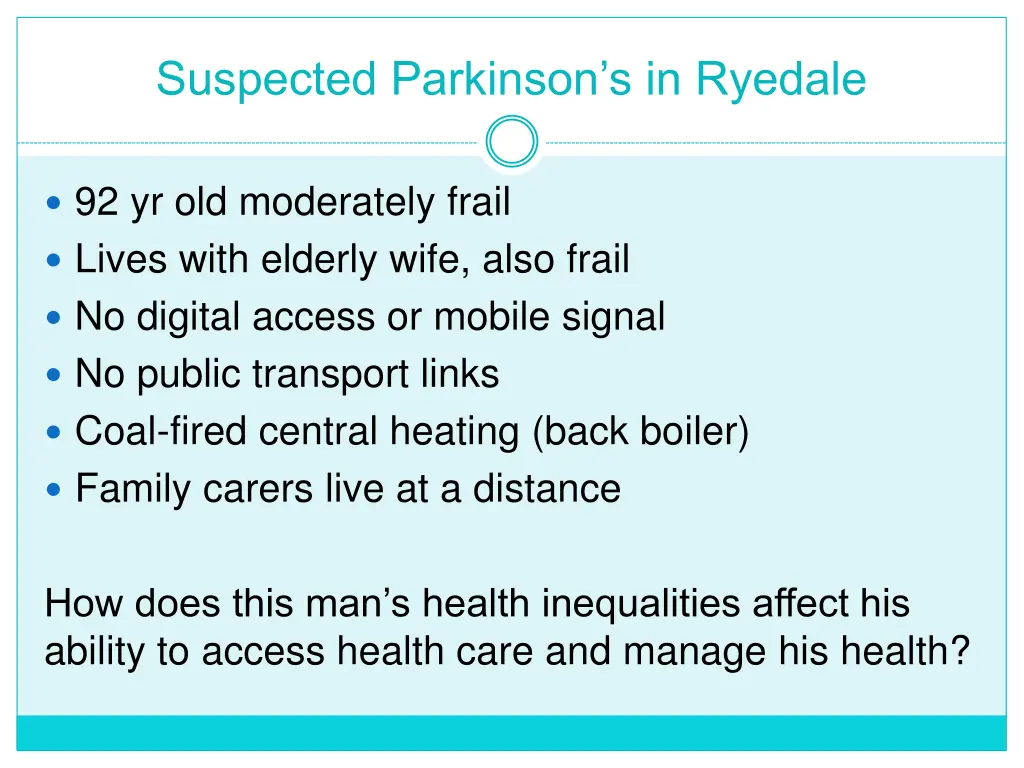 suspected parkinson s in ryedale