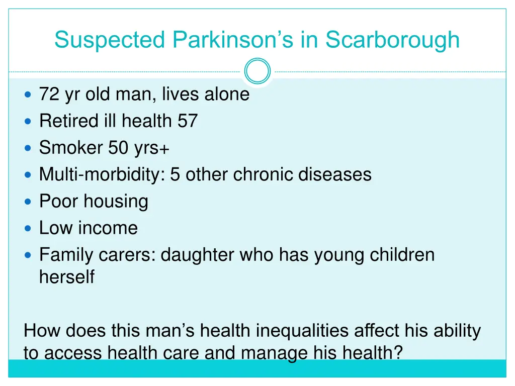 suspected parkinson s in scarborough