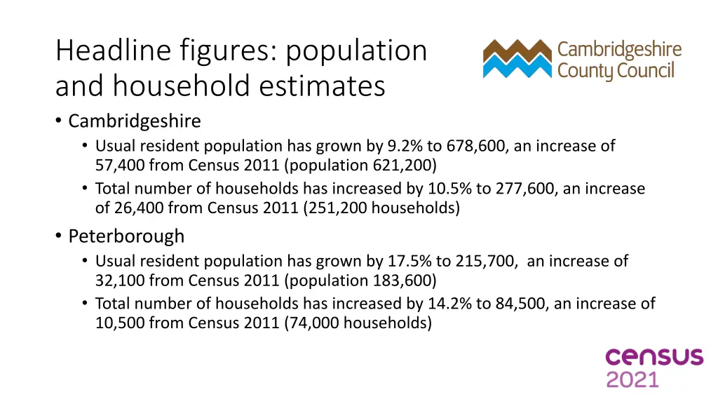 headline figures population and household