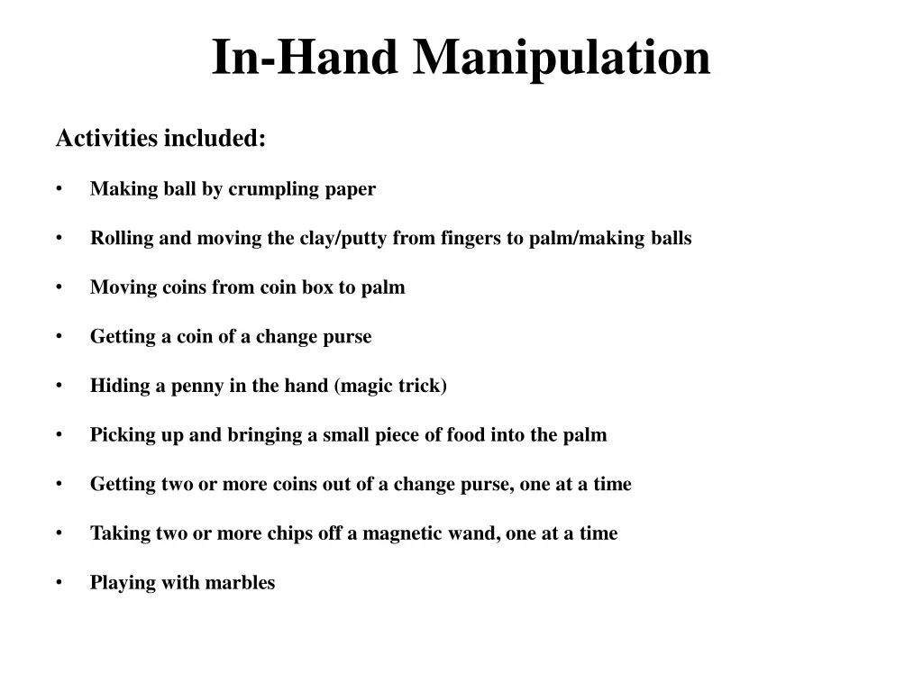 in hand manipulation