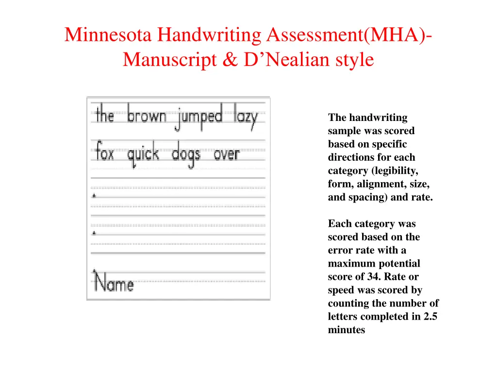 minnesota handwriting assessment mha manuscript