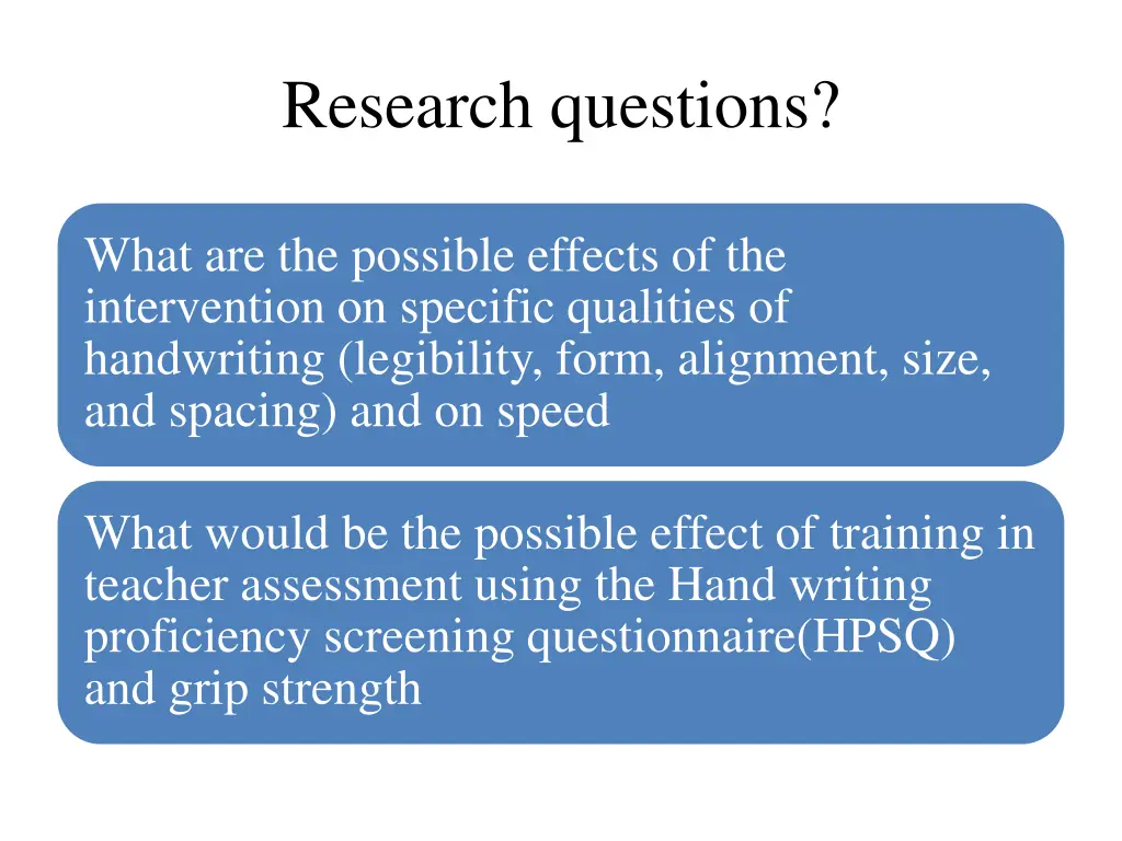 research questions