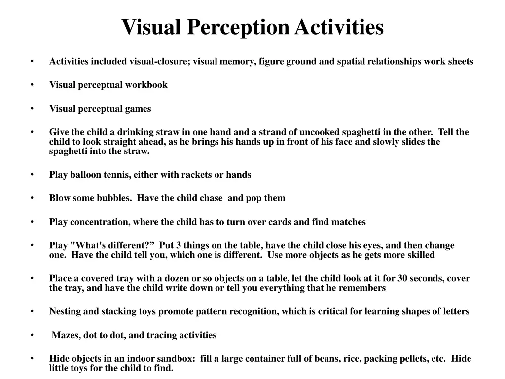 visual perception activities