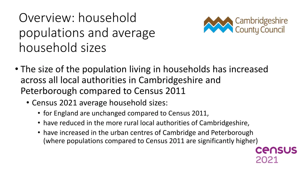 overview household populations and average