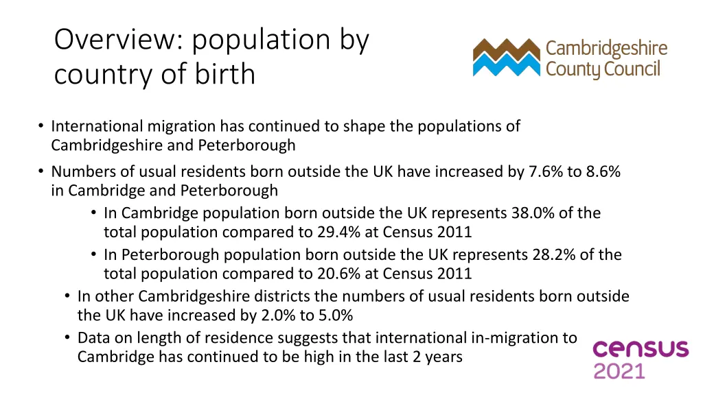 overview population by country of birth