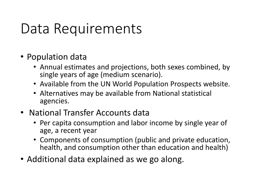 data requirements