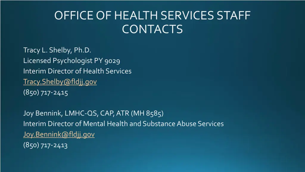 office of health services staff contacts