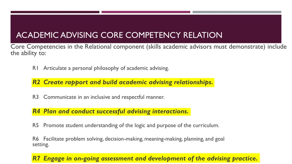 academic advising core competency relation core