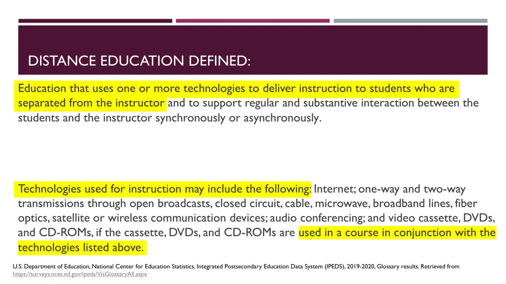 distance education defined