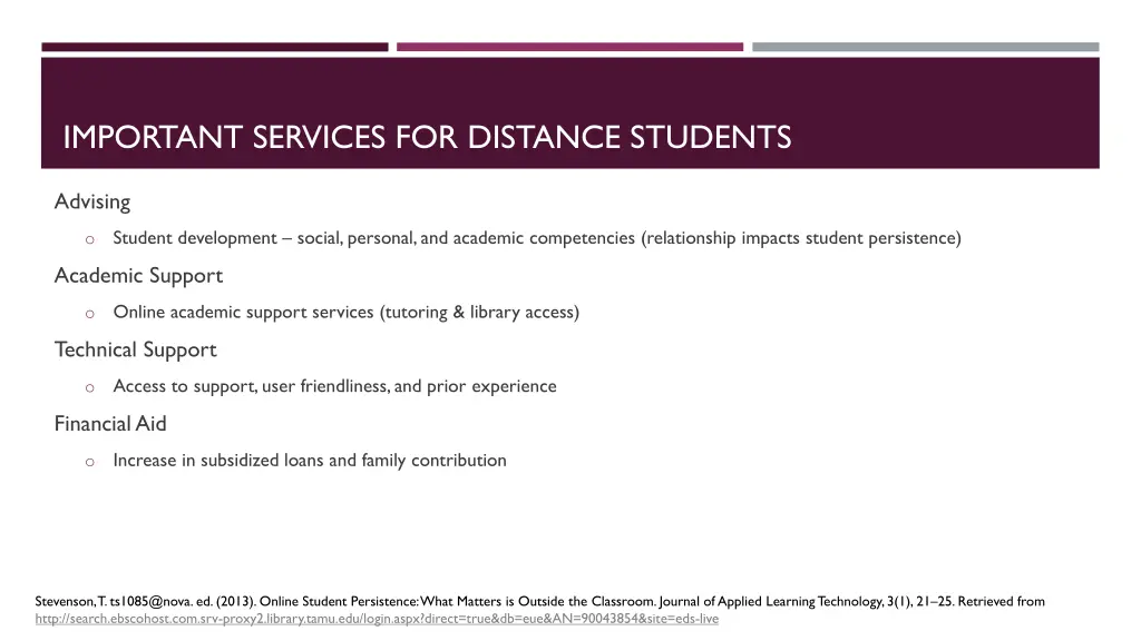 important services for distance students