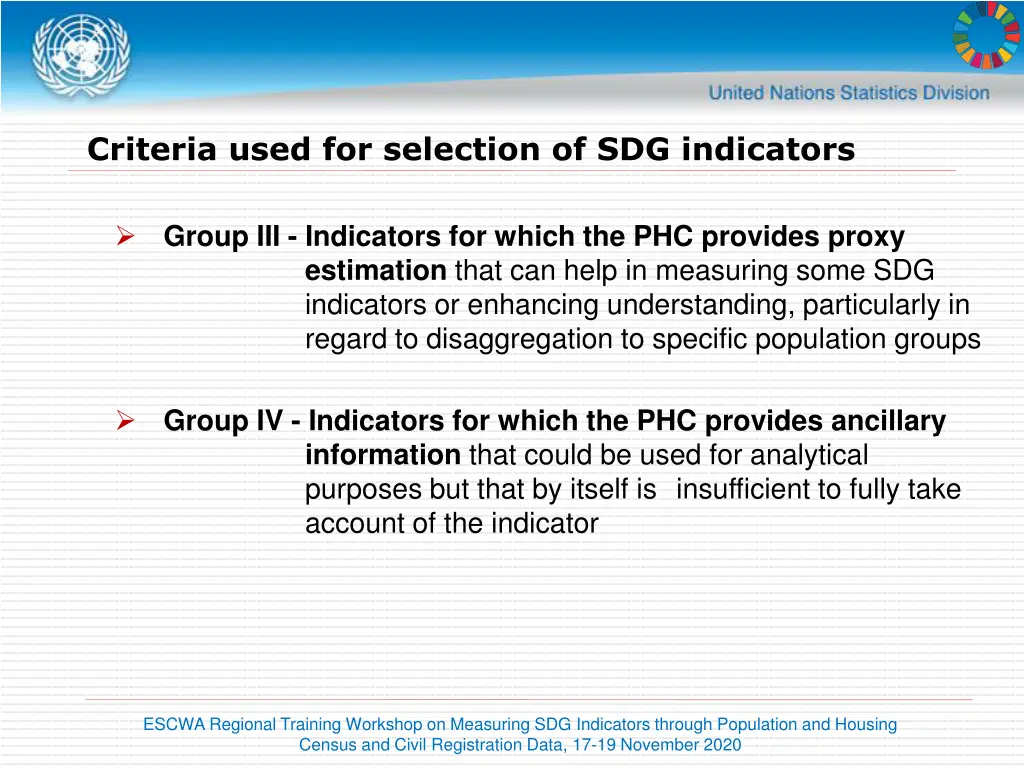 criteria used for selection of sdg indicators 4