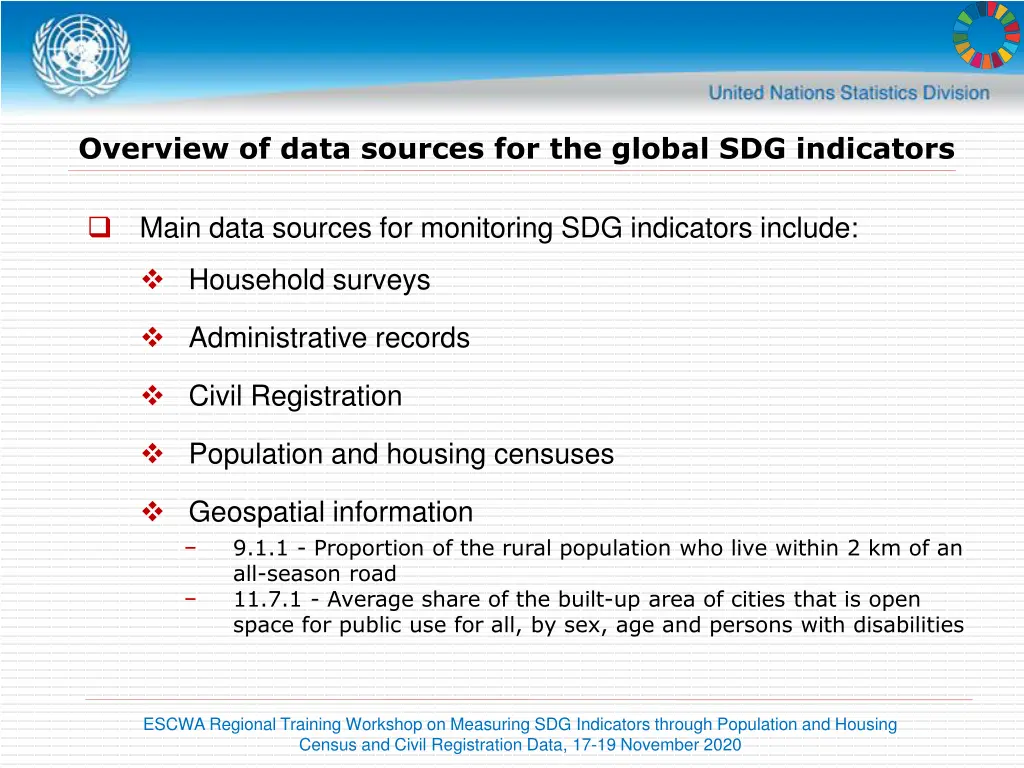 overview of data sources for the global