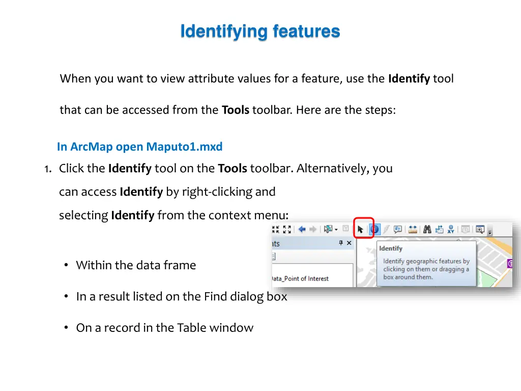 identifying features