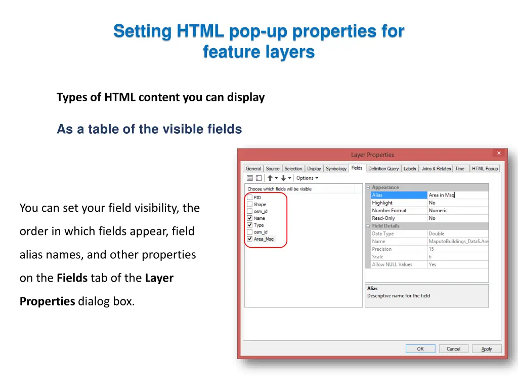 setting html pop up properties for feature layers 4