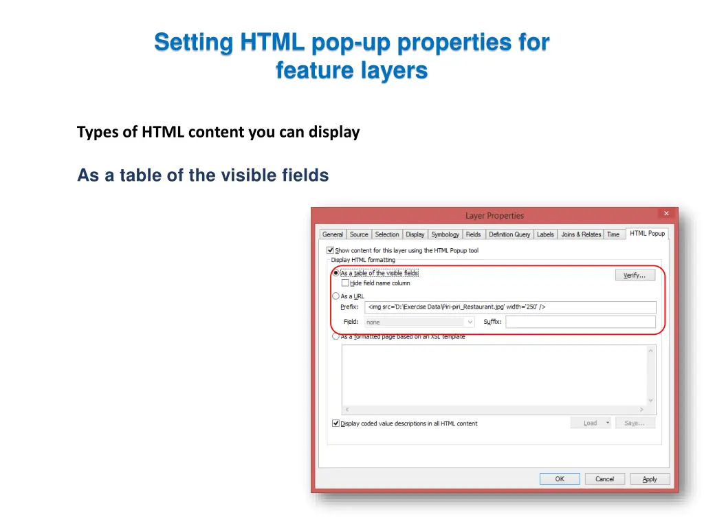 setting html pop up properties for feature layers 8