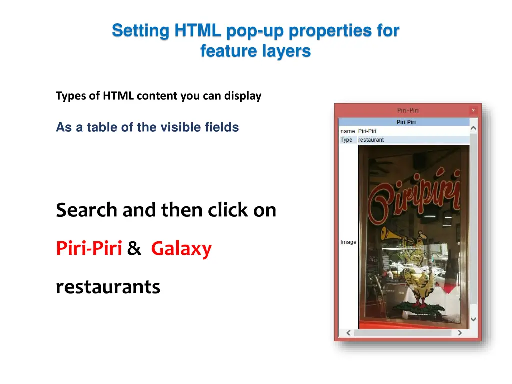 setting html pop up properties for feature layers 9