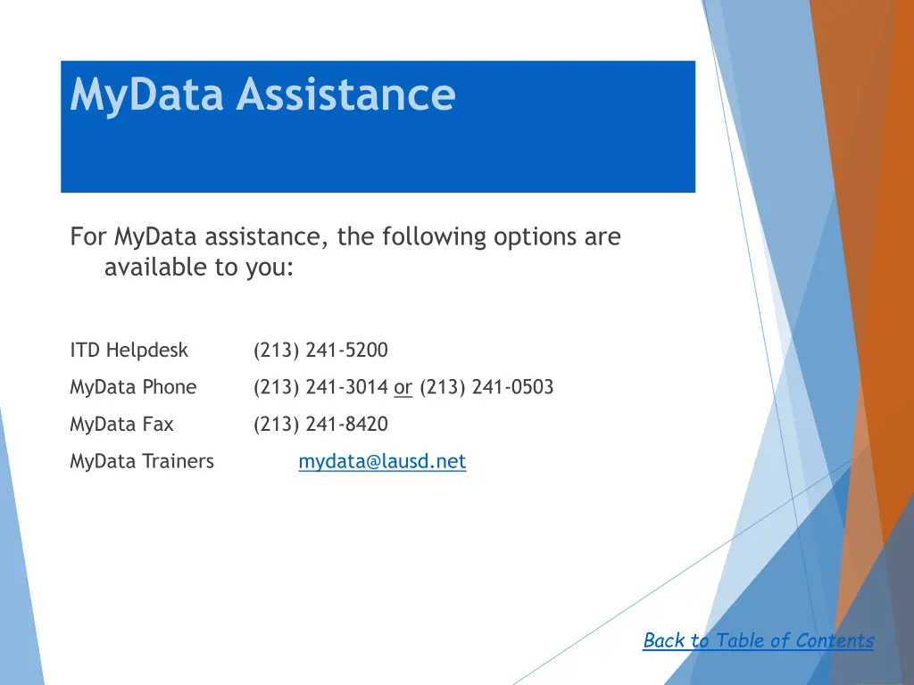 mydata assistance