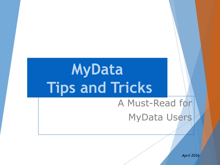 mydata tips and tricks