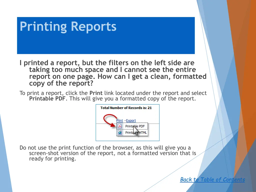 printing reports