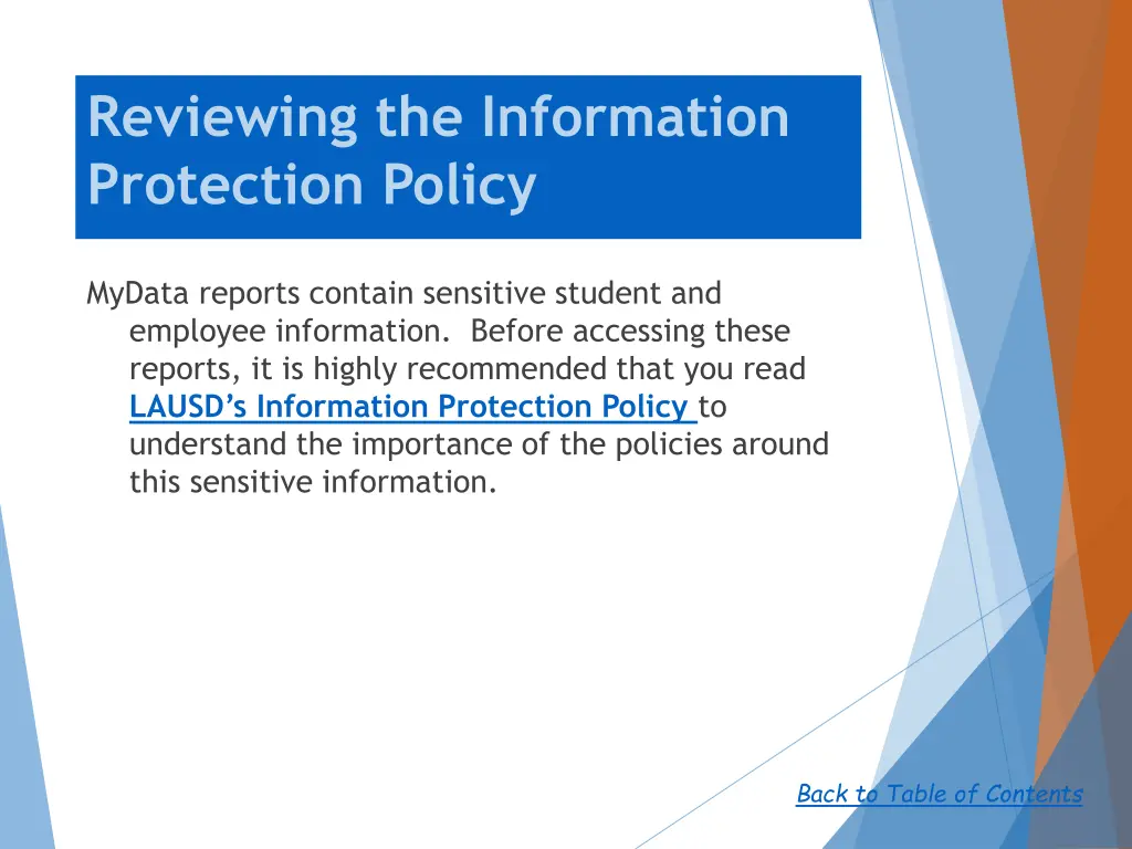 reviewing the information protection policy