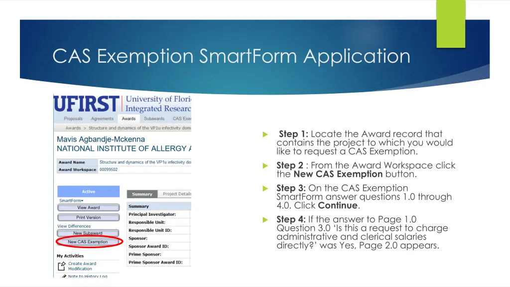 cas exemption smartform application