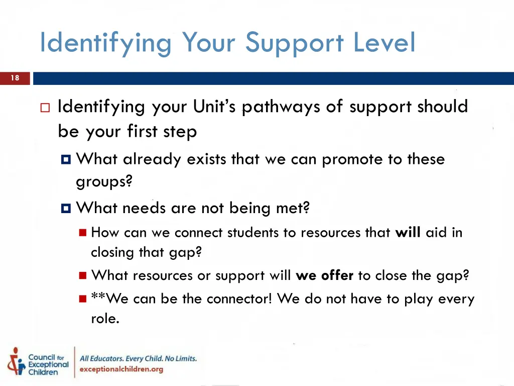 identifying your support level