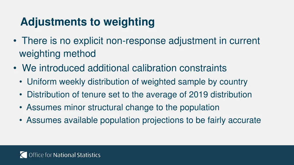 adjustments to weighting